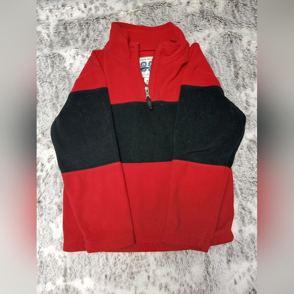 Men's Red and Black Zip-Up Sweater